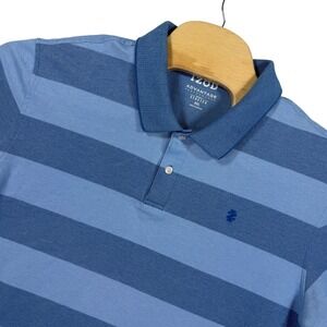 IZOD Advantage Performance Mens XXL Blue Striped Short Sleeve Golf Polo Shirt